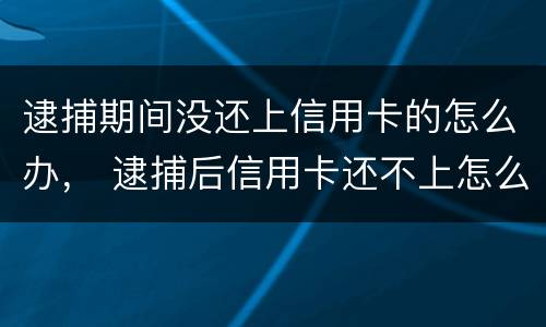 逮捕期间没还上信用卡的怎么办， 逮捕后信用卡还不上怎么办