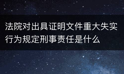 法院对出具证明文件重大失实行为规定刑事责任是什么
