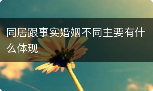 同居跟事实婚姻不同主要有什么体现