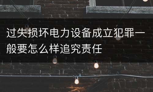 过失损坏电力设备成立犯罪一般要怎么样追究责任