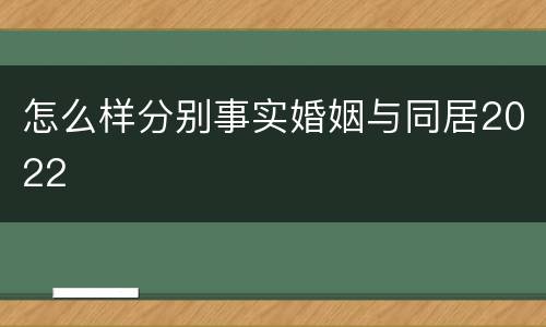怎么样分别事实婚姻与同居2022