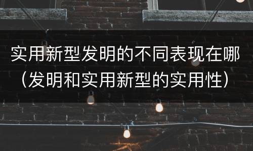 实用新型发明的不同表现在哪（发明和实用新型的实用性）