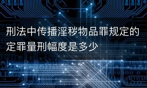 刑法中传播淫秽物品罪规定的定罪量刑幅度是多少