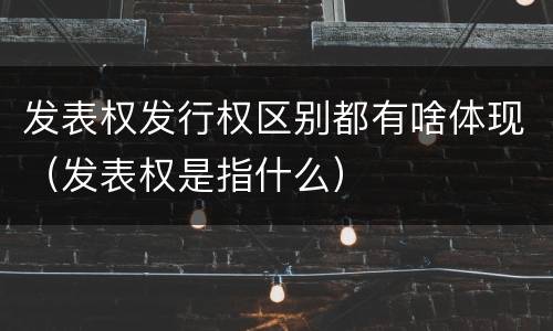 发表权发行权区别都有啥体现（发表权是指什么）