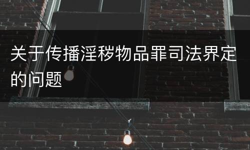 关于传播淫秽物品罪司法界定的问题