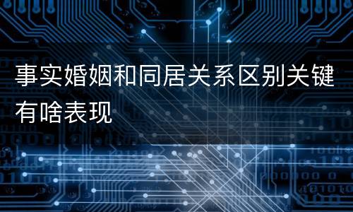 事实婚姻和同居关系区别关键有啥表现