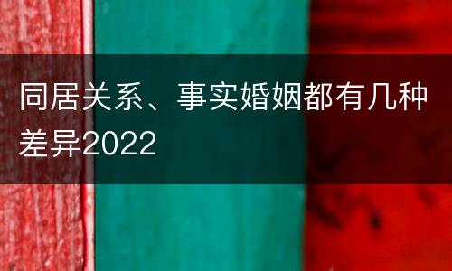 同居关系、事实婚姻都有几种差异2022