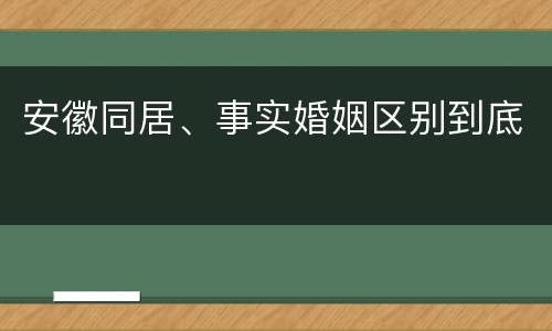 安徽同居、事实婚姻区别到底