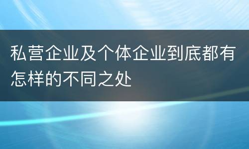 私营企业及个体企业到底都有怎样的不同之处