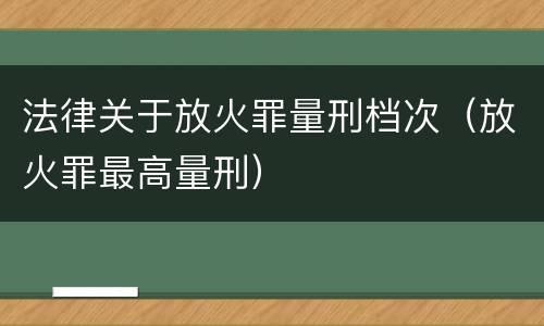 法律关于放火罪量刑档次（放火罪最高量刑）