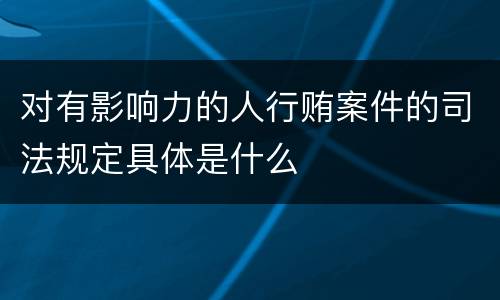 对有影响力的人行贿案件的司法规定具体是什么