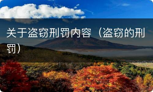 关于盗窃刑罚内容（盗窃的刑罚）