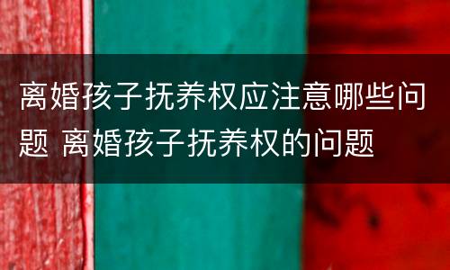离婚孩子抚养权应注意哪些问题 离婚孩子抚养权的问题