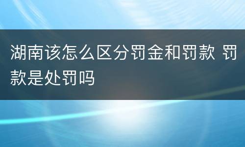 湖南该怎么区分罚金和罚款 罚款是处罚吗