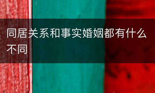 同居关系和事实婚姻都有什么不同