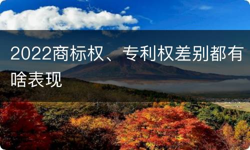 2022商标权、专利权差别都有啥表现