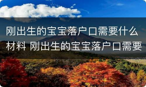 刚出生的宝宝落户口需要什么材料 刚出生的宝宝落户口需要什么材料呢