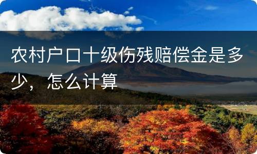 农村户口十级伤残赔偿金是多少，怎么计算