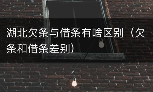 湖北欠条与借条有啥区别（欠条和借条差别）