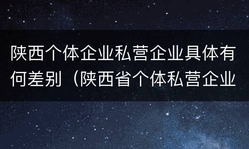 陕西个体企业私营企业具体有何差别（陕西省个体私营企业协会）