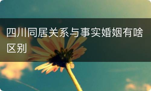 四川同居关系与事实婚姻有啥区别
