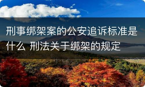 刑事绑架案的公安追诉标准是什么 刑法关于绑架的规定