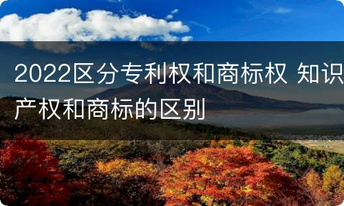 2022区分专利权和商标权 知识产权和商标的区别