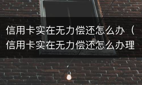 信用卡实在无力偿还怎么办（信用卡实在无力偿还怎么办理）