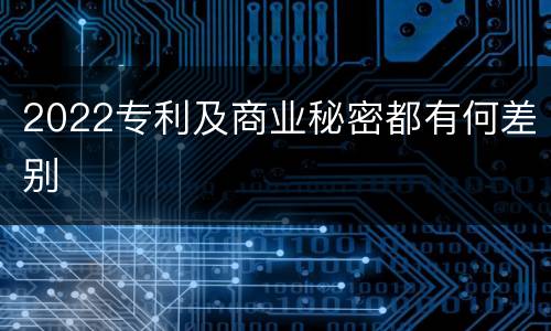 2022专利及商业秘密都有何差别