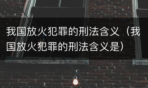 我国放火犯罪的刑法含义（我国放火犯罪的刑法含义是）