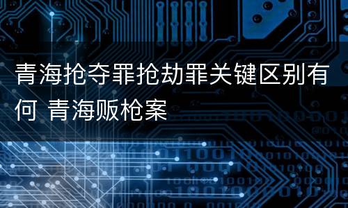青海抢夺罪抢劫罪关键区别有何 青海贩枪案