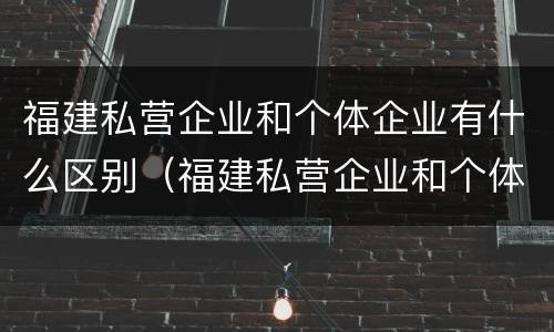 福建私营企业和个体企业有什么区别（福建私营企业和个体企业有什么区别呢）