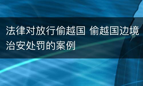 法律对放行偷越国 偷越国边境治安处罚的案例