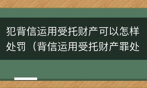 犯背信运用受托财产可以怎样处罚（背信运用受托财产罪处罚）