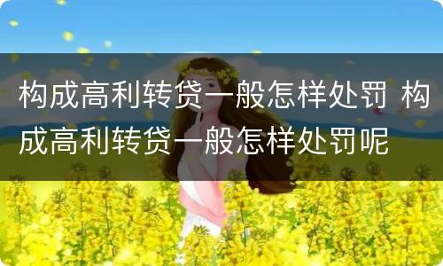 构成高利转贷一般怎样处罚 构成高利转贷一般怎样处罚呢