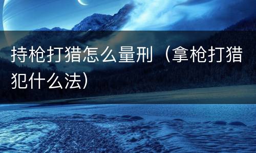 持枪打猎怎么量刑（拿枪打猎犯什么法）
