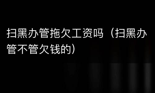 扫黑办管拖欠工资吗（扫黑办管不管欠钱的）