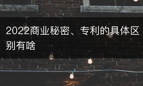 2022商业秘密、专利的具体区别有啥