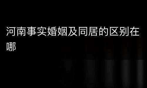 河南事实婚姻及同居的区别在哪