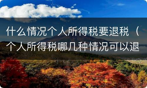 什么情况个人所得税要退税（个人所得税哪几种情况可以退税）