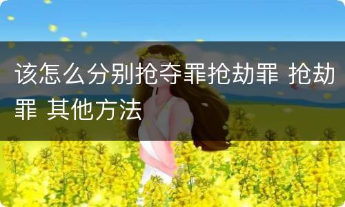 该怎么分别抢夺罪抢劫罪 抢劫罪 其他方法