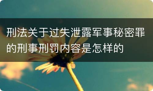 刑法关于过失泄露军事秘密罪的刑事刑罚内容是怎样的