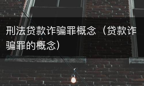 刑法贷款诈骗罪概念（贷款诈骗罪的概念）