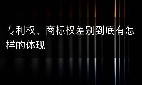 专利权、商标权差别到底有怎样的体现