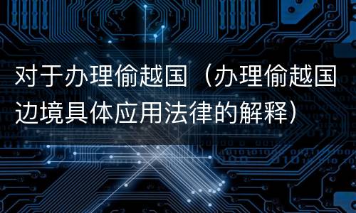 对于办理偷越国（办理偷越国边境具体应用法律的解释）