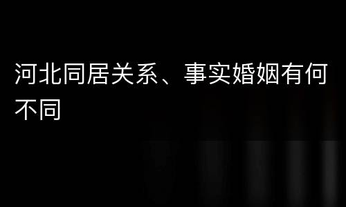 河北同居关系、事实婚姻有何不同