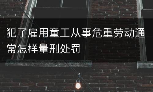 犯了雇用童工从事危重劳动通常怎样量刑处罚