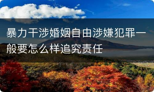 暴力干涉婚姻自由涉嫌犯罪一般要怎么样追究责任