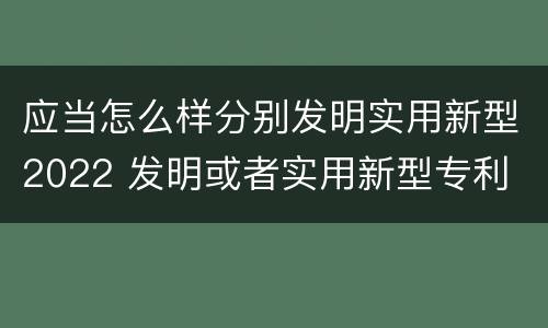 应当怎么样分别发明实用新型2022 发明或者实用新型专利