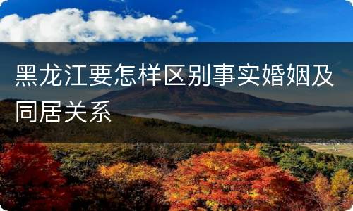 黑龙江要怎样区别事实婚姻及同居关系